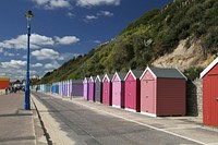Dorset beach cabins. Free public domain CC0 photo.