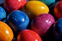 Many colorful Easter eggs. Free public domain CC0 image. 