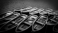 Moored Boats on Sea. Free public domain CC0 photo.