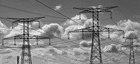 Pylon with transmission power lines. Free public domain CC0 photo.