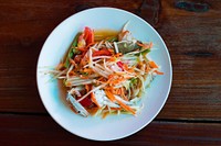 Flat lay of papaya salad. Free public domain CC0 image