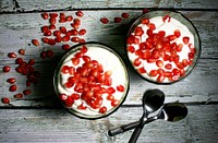 Pomegranate with yogurt. Free public domain CC0 photo.