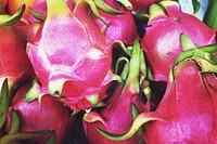 Pile of fresh dragon fruit. Free public domain CC0 photo.