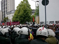 Police at protest. Free public domain CC0 photo.