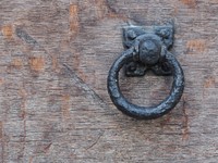 Iron door handle. Free public domain CC0 photo.