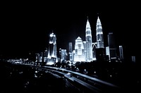 Kuala Lumpur city at night. Free public domain CC0 photo.