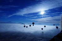 Hot air balloon in the sky. Free public domain CC0 photo.