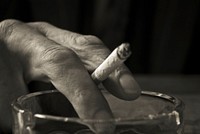 Old man smoking & drinking. Free public domain CC0 photo.