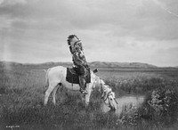 Sioux native American on horse. Free public domain CC0 photo.