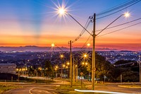 Sunset skyline, cityscape. Free public domain CC0 photo