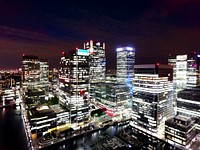 London docklands at night. Free public domain CC0 photo.