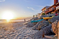 Houses on beach. Free public domain CC0 photo.