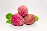 Closeup on lychee fruit on white background. Free public domain CC0 photo.