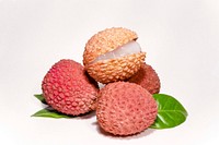 Closeup on lychee fruit on white background. Free public domain CC0 photo.
