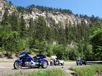 Parked motorcycles.  Free public domain CC0 photo.