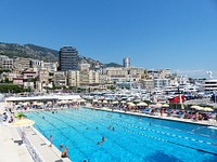 Swimming pool in Monaco, sports photography. Free public domain CC0 image.