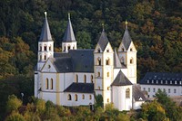 Historical monastery church architecture with steeples. Free public domain CC0 image.