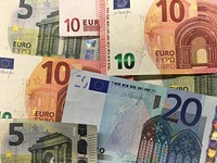 Euro banknotes, money & banking. Free public domain CC0 image.