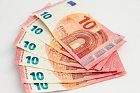 Euro banknotes, money & banking. Free public domain CC0 image.