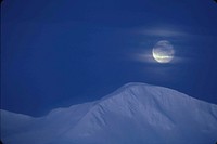 Snowcap mountains with full moon. Free public domain CC0 image. 