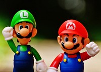 Super Mario and Luigi figures. Location unknown - July 30, 2016