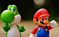 Super Mario and Yoshi, character figurine. Location unknown - July 30, 2016