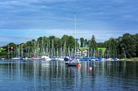 Yachts docking in Chiemsee lake, Bavaria, Germany. Free public domain CC0 photo.