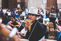 Peruvian street musician performing - unknown date & location