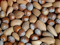 Stack of hazelnuts. Free public domain CC0 photo.