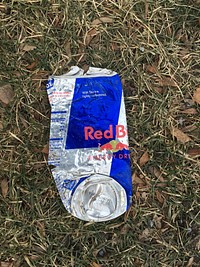 Smashed Red Bull can, location unknown, date unknown
