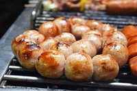 Grilled sausages, Thai food. Free public domain CC0 image