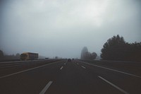Empty misty road.Free public domain CC0 photo.