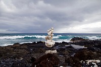 Pebble tower on the beach. Free public domain CC0 photo.