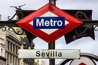 Sevilla metro sign.  Free public domain CC0 photo.