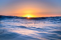 Beautiful beach sunset seascape scenery. Free public domain CC0 image.