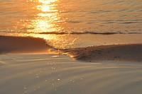 Beautiful beach sunset scenery photography. Free public domain CC0 image.