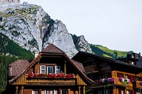 Swiss farmhouse in a countryside. Free public domain CC0 image.