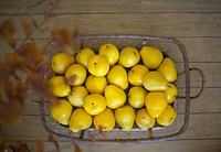 Many pears in a basket. Free public domain CC0 photo.