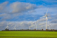 Wind turbines, Norfolk, England. Free public domain CC0 photo.