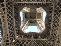 Low angle shot fo Eiffel Tower, Paris, France. Free public domain CC0 photo.
