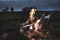 Bonfire in open space. Free public domain CC0 photo.