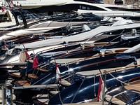 Yachts docking at marina. Free public domain CC0 photo.