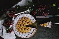 Delicious christmas cherry pie image, free public domain CC0 photo.