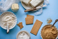 Free baking ingredients in blue background image, public domain food CC0 photo.