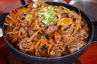 Free noodle and pork image, public domain Korean food CC0 photo.