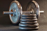 Free gym dumbbell on floor photo, public domain fitness CC0 image.