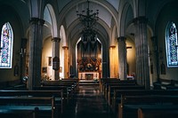 Free church interior photo, public domain hall CC0 image.