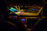 Free interior design car from back seat at night image, public domain car CC0 photo.