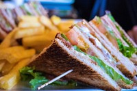 Free toasted sandwich with fries image, public domain food CC0 photo.