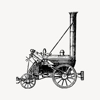 Stephenson's Rocket clipart, vintage steam locomotive illustration vector. Free public domain CC0 image.